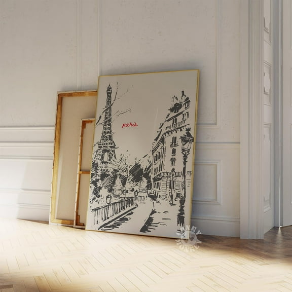 369 Prints retro Travel Poster Paris Wall Art Print, Trendy Wall Artiffel Tower Print, Dorm Room Decor, Cityscape Hand Drawn Sketch, Poster Only