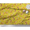 thumbnail image 3 of Soimoi Yellow Cotton Jersey Fabric Insect & Cat Animal Print Fabric by Yard 58 Inch Wide, 3 of 3