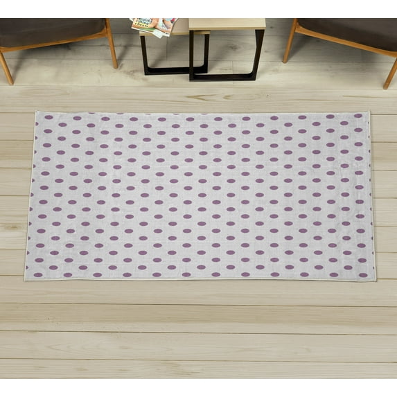 Polka Dot Decorative Rug, Classic Old Fashioned Repeated Circles Round Forms Retro Illustration, Quality Carpet for Bedroom Dorm and Living Room, 6 Sizes, Pale Purple, by Ambesonne