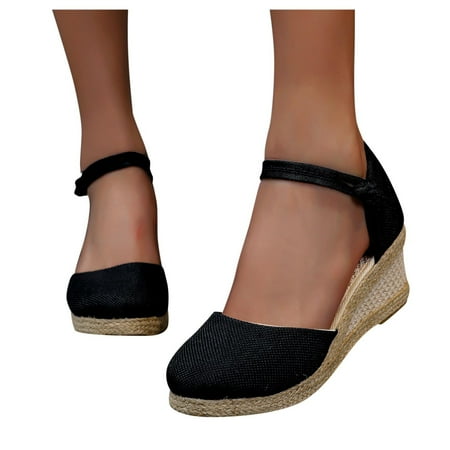

Cathalem Dressy Sandals for Women with Support Women Sandals Wedge Low Heel Roman Wedge Ladies Fashion Elastic Strap Carved Sandal Black 6
