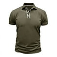 thumbnail image 4 of Men Polo Shirt Beefy Stretch Tops Dressy Short Sleeve Lightweight Jogging Tshirts Textured Shirt Men Work Army Green M, 4 of 8
