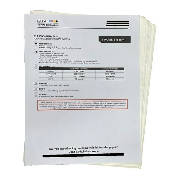 Forever Classic  Universal Laser Heat Transfer Paper 8.5x11 - 10 Sheets