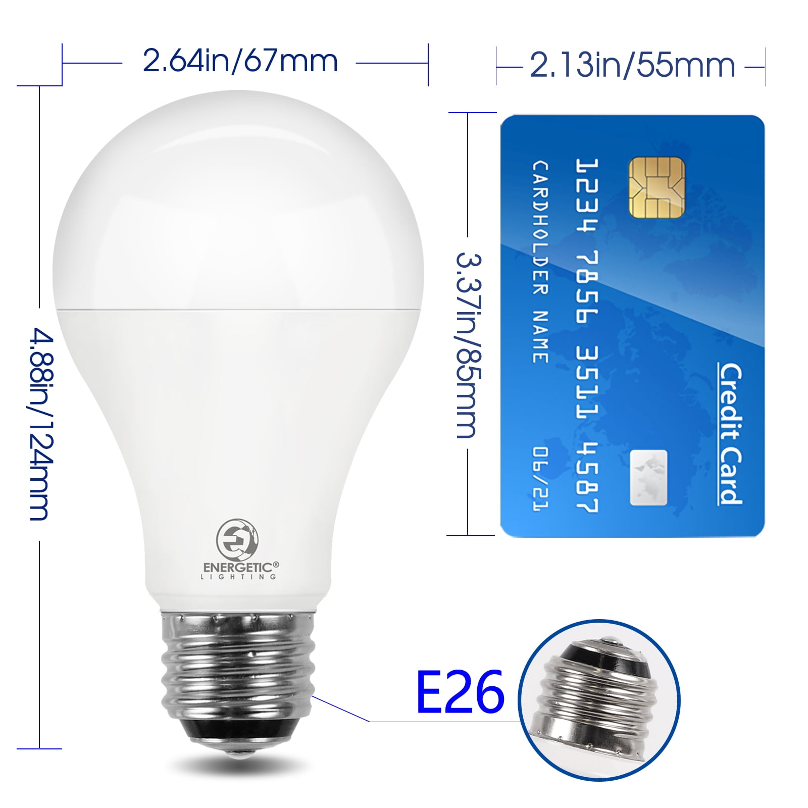ENERGETIC Super Bright 50/100/150 Watts 3-Way A21 LED Light Bulb, 800/1600/2200 Lumens, 5000K Daylight,Non-dimmable, E26 Base, ETL Listed, 4 Pack