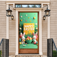 thumbnail image 5 of LUUFILx Easter Bunny Backdrop Banner Flower Eggs Decorations Spring Festival Celebration Party Supplies Floral Photography Props Background, 5 of 8