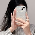 thumbnail image 4 of Funda para teléfono con relieve láser con purpurina y ondas de agua, adecuada para iPhone 14, funda protectora para iPhone 13, transparente con todo incluido, 4 of 6