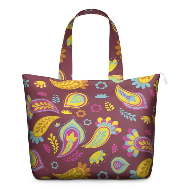 Vintage Antique Paisley Design Travel Bag - 3 Elastic Pockets for Organization