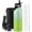 Gradient Green, variant on Buzio 40 oz Insulated with Straw & Brush Vaccum Stainless Steel Metal 3 Lids Water Flask for Sports, Gym or Office Keep Cold 48H Hot 24H,Magic Black