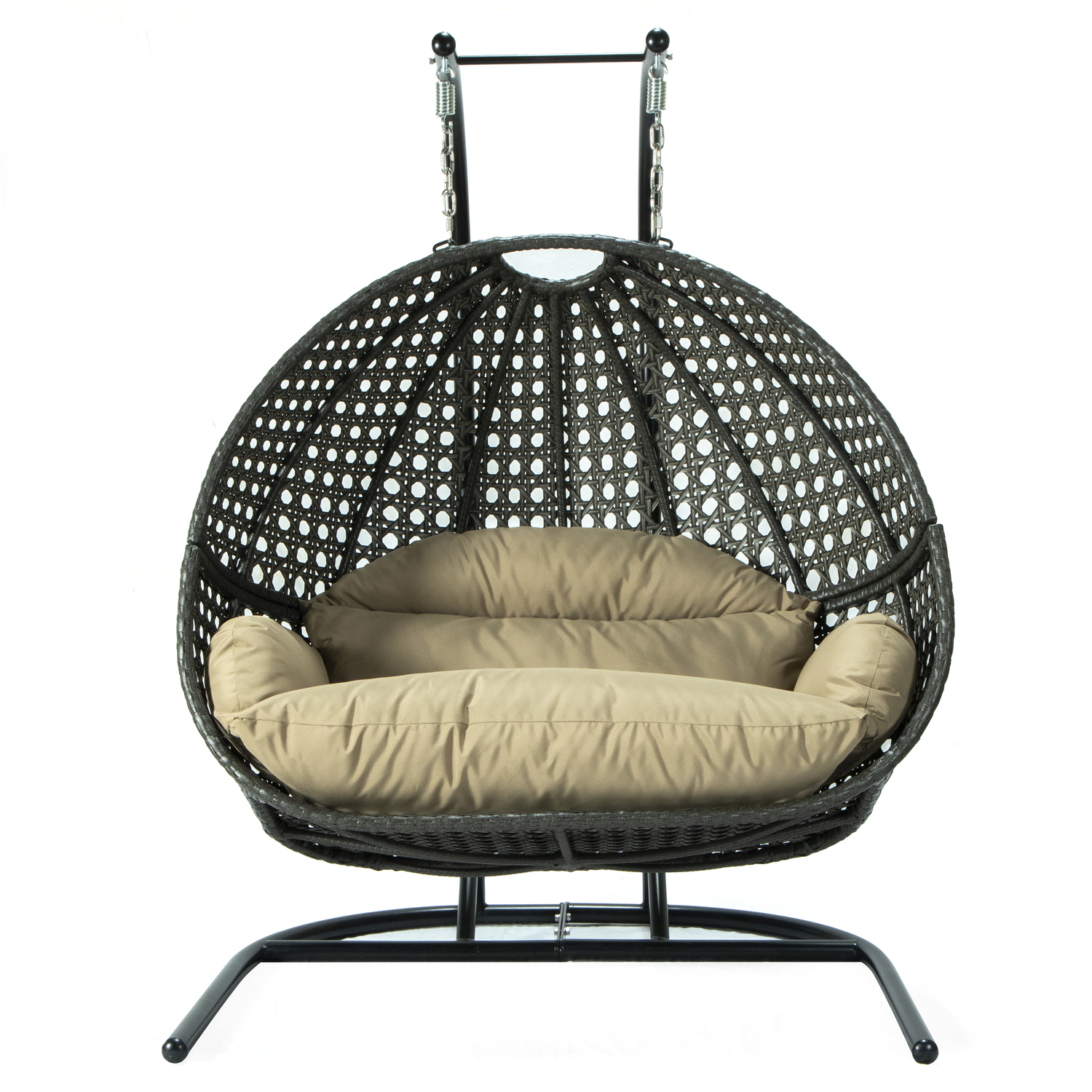 LeisureMod Wicker Hanging Double Egg Swing Chair Walmart 