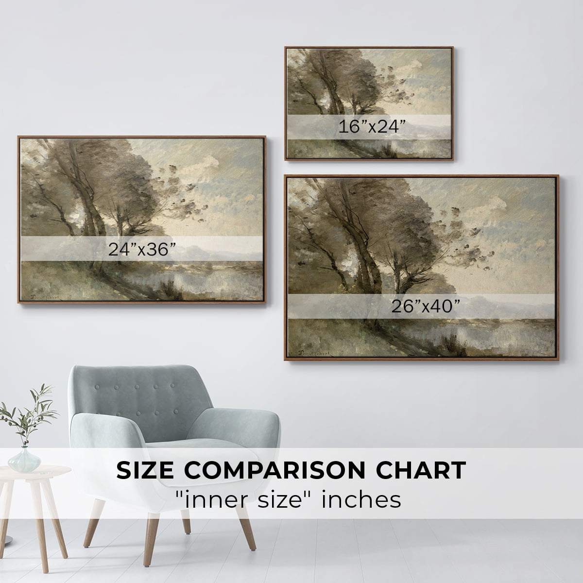 Vintage Landscape-MXVIII By Wexford Home Framed in Walnut Wood Gallery Wrapped Canvas 27 in. x 41 in.