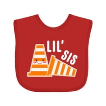 Inktastic Lil Sis with Construction Cones Girls Baby Bib
