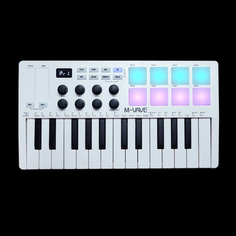 Fesley 25 Key USB MIDI Keyboard Controller, Full-Size Key Professional  Music Production Equipment, MIDI Keyboard with 8 Backlit Drum Pads, 4  Knobs