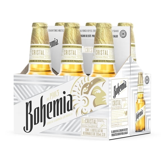 Cerveza clara Bohemia cristal 6 pack botellas de 355 ml c/u