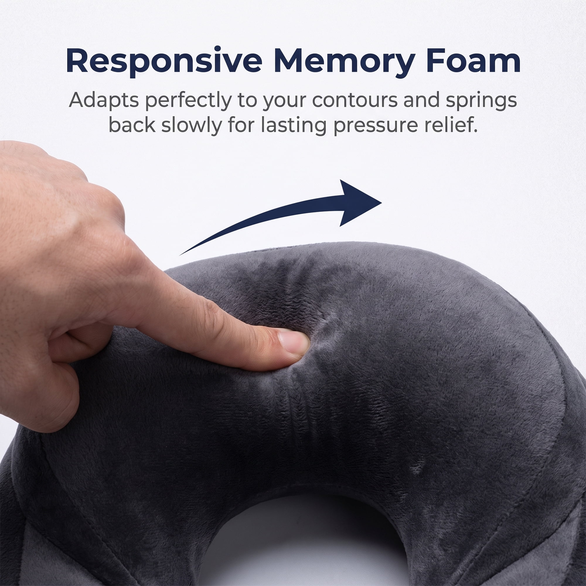 Unique Bargains  Memory Foam Travel U Shape Neck Pillow for Airplane Dark Gray 11"x11"
