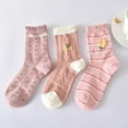thumbnail image 5 of Zhengup Women's 5 Pairs Flower Coquette Lace Frilly Socks Cottagecore Cable Knitted Socks Aesthetic Harajuku Ankle Socks, 5 of 7