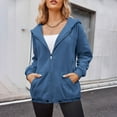 thumbnail image 2 of APEXFWDT Womens Long Sleeve Hooded Sweatshirt Casual Zip Up Jacket Hoodies with Pockets Women Comfy Solid Sweatshirt Jacket, 2 of 8