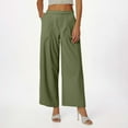 thumbnail image 2 of Pants for Women Thin Breathable Linen Pants High Waisted Loose Fit Solid Spring Summer Trousers Navy S, 2 of 5