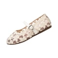 thumbnail image 3 of Lenago Flat Shoes for Women Wide Width Round Toe Walking Shoes Casual Womens Dress Shoes Office Shopping Party Travel Beige Size-7.5, 3 of 10