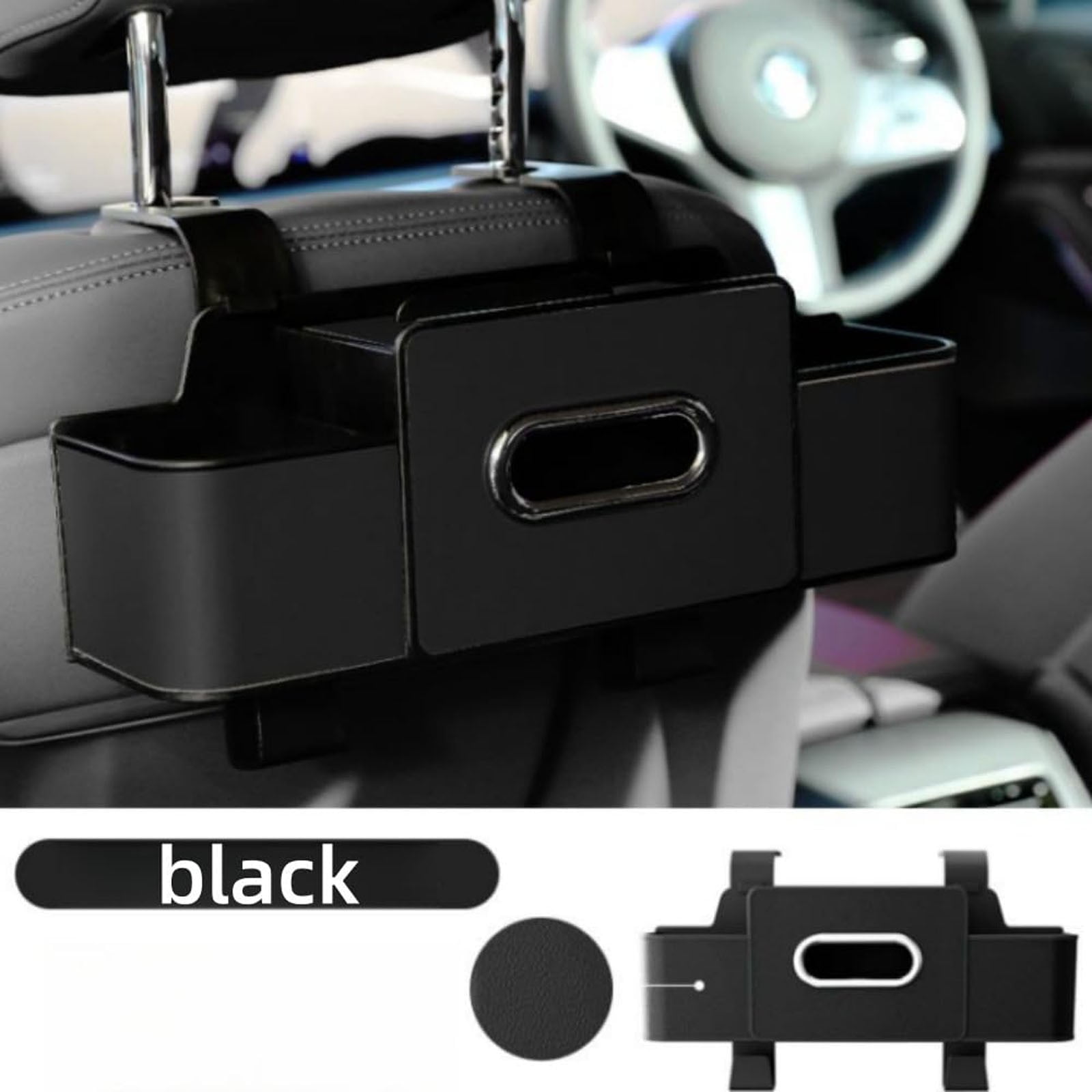 Car Rear Backseat Extra Multifunctional Drink Cup Holder Organizers with Tissue Storage Box Organizer & Hooks for Car Seat Back