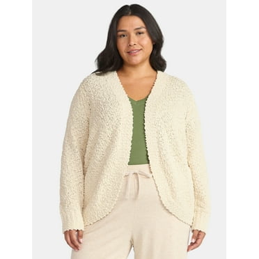 Terra & Sky Women's Plus Size Chenille Cocoon Cardigan Sweater, Midweight, Sizes 0X-5X