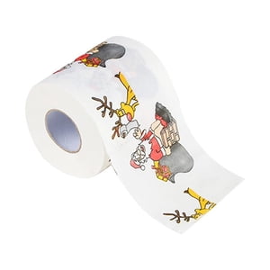 Maoww Christmas Theme Printed Toilet Paper Home Hotel Bathroom Roll Paper Tissue Holiday Decor, Santa, 10x10cm