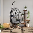 thumbnail image 1 of vidaXL Chaise Suspendue en Forme d'Œuf avec Support en Rotin Anthracite et Acier, 1 of 5