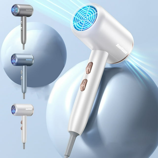 Fiudx Secador de Pelo, Iónico, de Secado Rápido, con Control de Temperatura Silencioso, Motor Sin Escobillas, Diseño Ligero y Compacto, para Uso Doméstico, Dormitorio, Sala de Estar, Blanco, Azul y G
