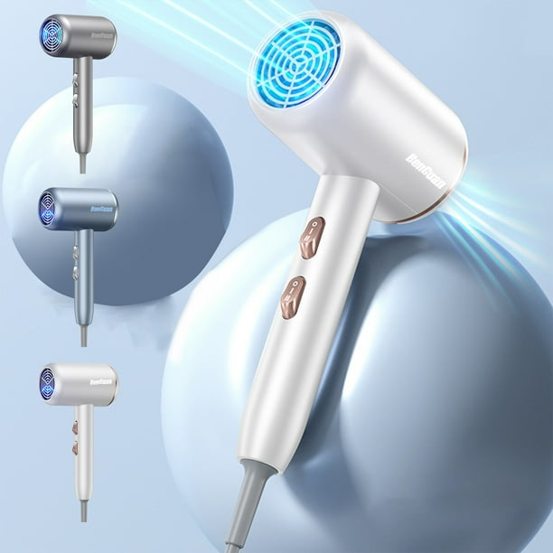 Fiudx Secador de Pelo, Iónico, de Secado Rápido, con Control de Temperatura Silencioso, Motor Sin Escobillas, Diseño Ligero y Compacto, para Uso Doméstico, Dormitorio, Sala de Estar, Blanco, Azul y G