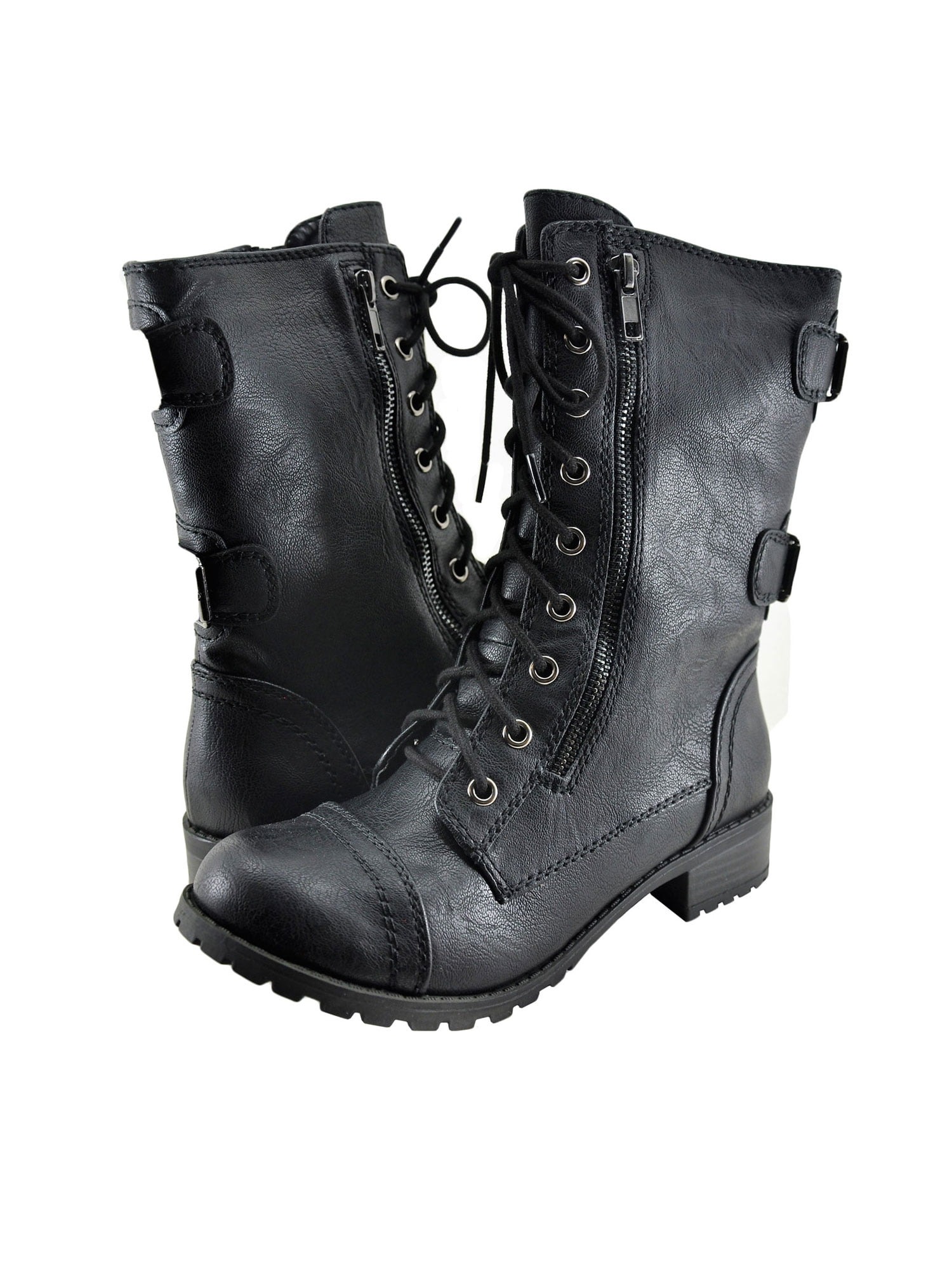 soda black combat boots