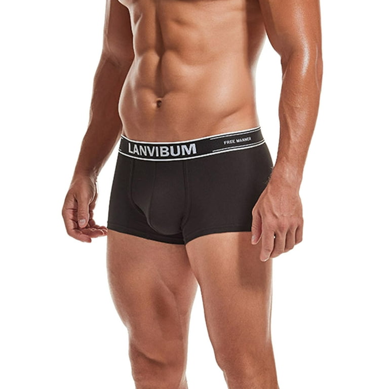 LEEy-world Mens Underwear Men's Underwear Briefs Pack Enhancing Ball Pouch  Low Rise Bikini Briefs for Male Black,XXL 