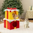 thumbnail image 2 of Gymax Maison Mignonne de Noël pour Chat à 2 Étages avec Nœud 2 Condos Mobilier d'Intérieur pour Chat Moderne, 2 of 10