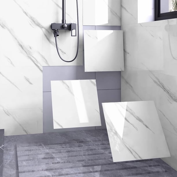 Paneles de pared de mármol Chejiaye, 10 unidades, 30 x 30 cm, PVC blanco de 0,3 m²