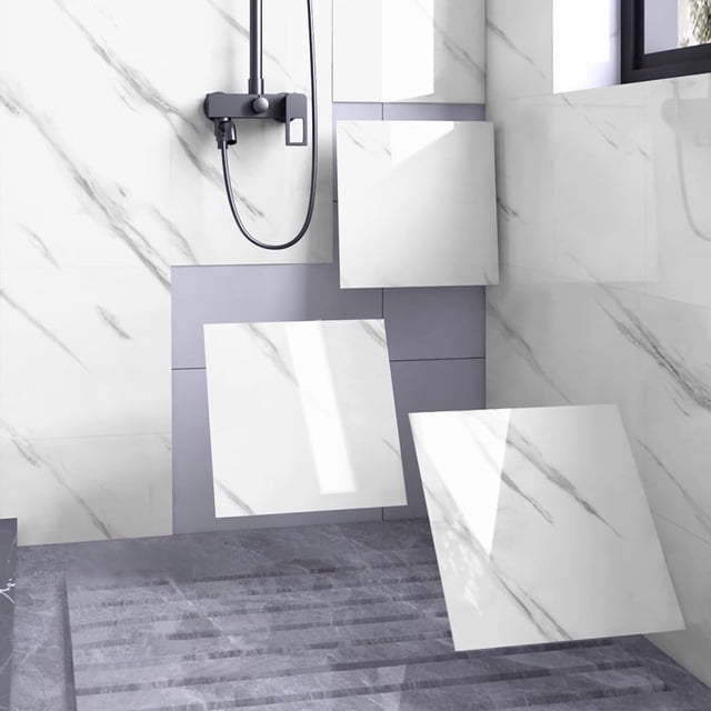 Paneles de pared de mármol Chejiaye, 10 unidades, 30 x 30 cm, PVC blanco de 0,3 m²