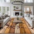 thumbnail image 3 of Texas Star Vintage Area Rugs 8'x10', Washable Small Throw Rugs for Living Room Patio, Berry Yellow Brown Wooden Indoor Outdoor Rug Non-Slip Low Pile Carpet Runner Reversible Floor Mats, 3 of 8