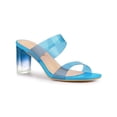 thumbnail image 1 of BLISSFUL STEP Women's Clear Colorful Straps Chunky Heel Slides Sandals Blue (Size 8), 1 of 6