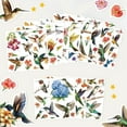 thumbnail image 3 of 1 Set 12 Sheets Hummingbird Rub on Transfers for Crafts Bouquet Vintage Watercolor Rub on Transfer Stickers PVC Rub on Decal for DIY Home Furniture Window Wood 5.5x5.5inches(140x140mm), 3 of 9