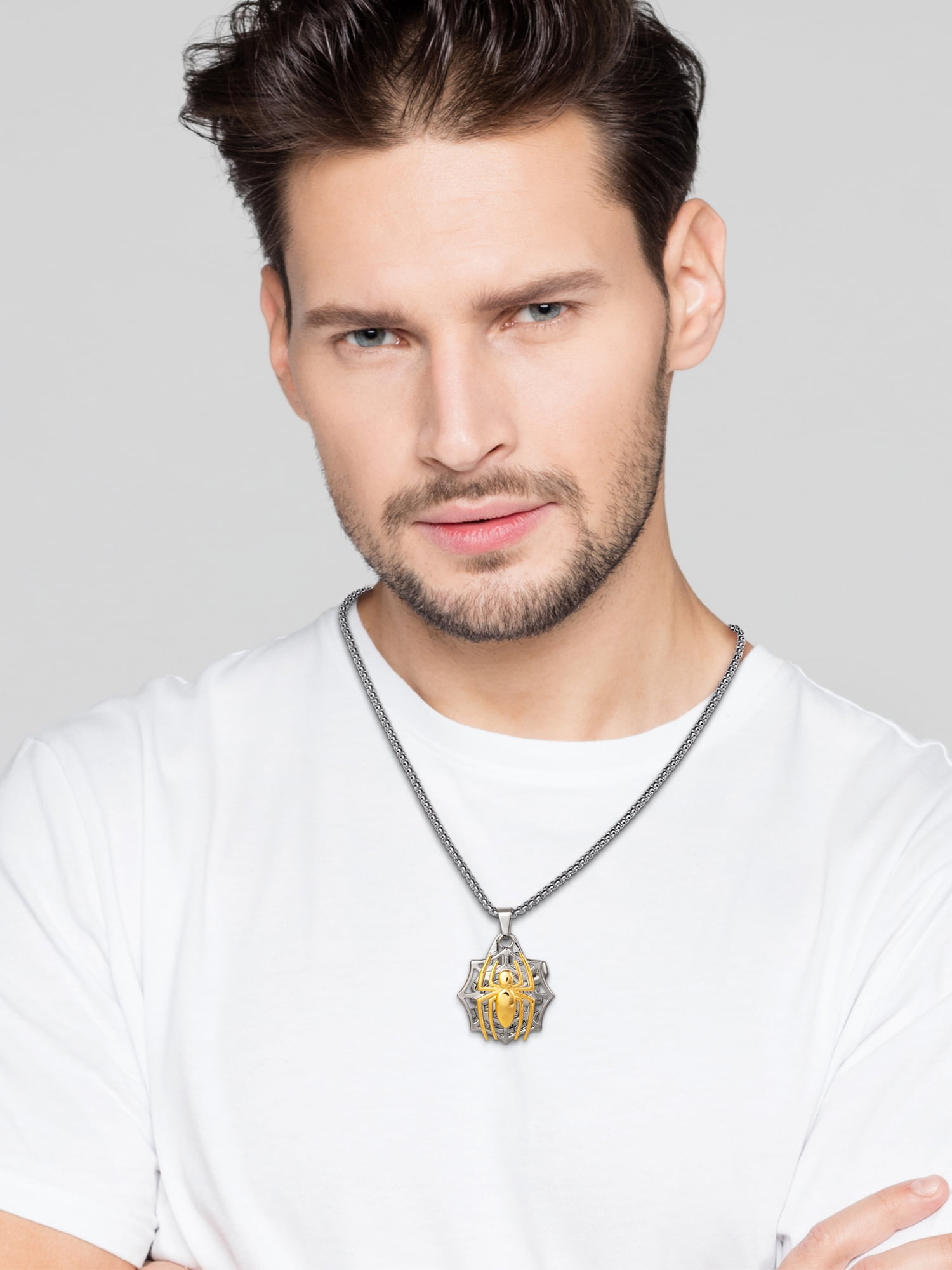 Marvel Men's Stainless Steel Spiderman Adult Pendant For All Fans, 22" Chain