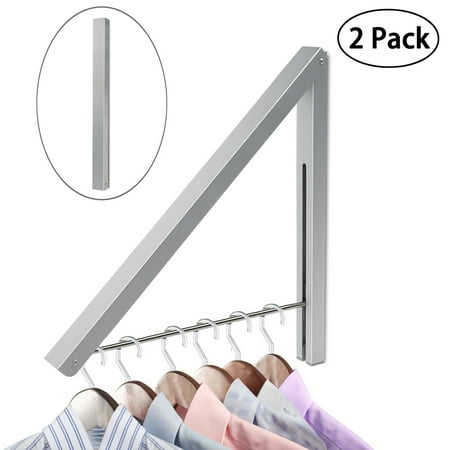 Wall Closet Systems 2 PCS Alumimum Wall Adjustable Clothes Hanger Rack Bracket for Laundry Organization Closet Storage System (Silver) ()