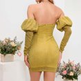 thumbnail image 3 of Gibobby Vestido de noche mujer Los pantalones cortos más sexys para mujer con encaje metálico, con hombros descubiertos para vestidos casuales de moda(Dolado,G), 3 of 4