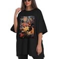 thumbnail image 4 of Plus Size Shirt for Women Black Tops for Women Oversized Short Sleeves Shirt for Women Oil Painting2 T Shirt Crewneck Shirt for Women 3XL, 4 of 5