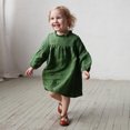 thumbnail image 4 of HOMADLES Girls Long Sleeve Dress A-Line Casual Solid Layering Swing Skirt for Girls Comfortable Soft Dress Army Green 4 T, 4 of 8
