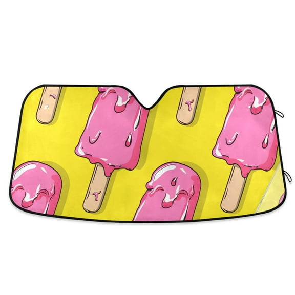 Pink Ice Cream Car Windshield Sun Shade Reflector Sunshade Foldable for Front Keeps Vehicle Cool