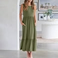 thumbnail image 6 of RYKJLWY Cute Dresses for Women Summer Casual Sleeveless Crewneck Sundress Aline Flowy Tiered Maxi Long Beach Dress Vacation Outfits Short Dresses for Women 2024 Sundresses (Green,XXL), 6 of 9