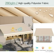 AECOJOY 13' x 8' Manual Retractable Patio Awning,Outdoor Awning Retractable Sunshade Shelter-Beige