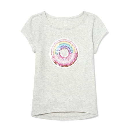 Rainbow Donut Reversible Flip Sequing Graphic High-Low T-Shirt (Little Girls & Big (Best Place To Shop For Girl Clothes)