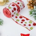 thumbnail image 5 of 5Yards Round Dot Burlap Ribbon With Wire Edges For Christmas Tree Decorations Crafts Gift Wrapping, 5 of 8