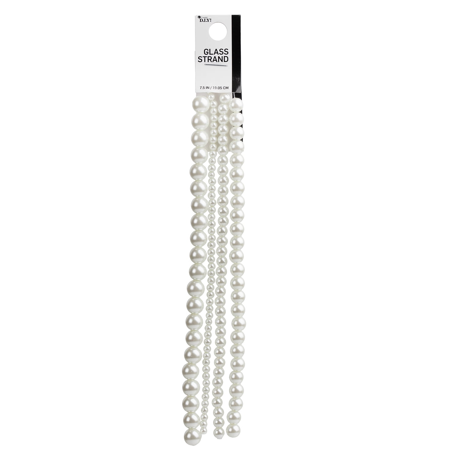 (4 pack) Cousin DIY Unisex 4-Strand White Pearl Glass Beads, 7.5 Inch, 120 Piece