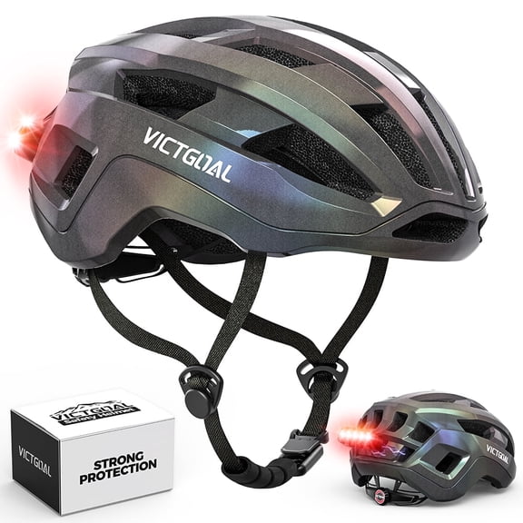 VICTGOAL Road Bike Helmet Adult Men Women with Detachable Magnetic Rear Light, Bicycle Helmet Adjustable Breathable Road Cycling Helmet for Road Mountain Riding