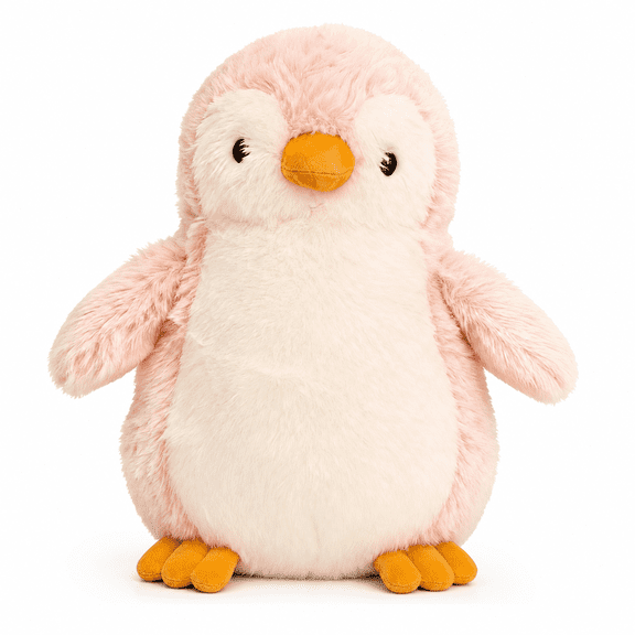 Pink Penguin Plush Toy with Yellow Beak and Feet, Soft Stuffed Animal