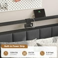 thumbnail image 3 of Aunfebrco Corner Bed Frame with Storage Drawers, Full Daybed with LED Light and Charging Station, Bed Unit with Line Fabric Upholstered Fence, Modern Full Size Bed Frame, Gray, 3 of 9