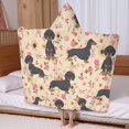 thumbnail image 5 of Dachshund and Flower Hooded Bath Towel，60"x35" for Ages 3 To 12 Kids, Quick Dry Lightweight Soft Microfiber Hood Beach Towel Cover Up for Kids, 5 of 7